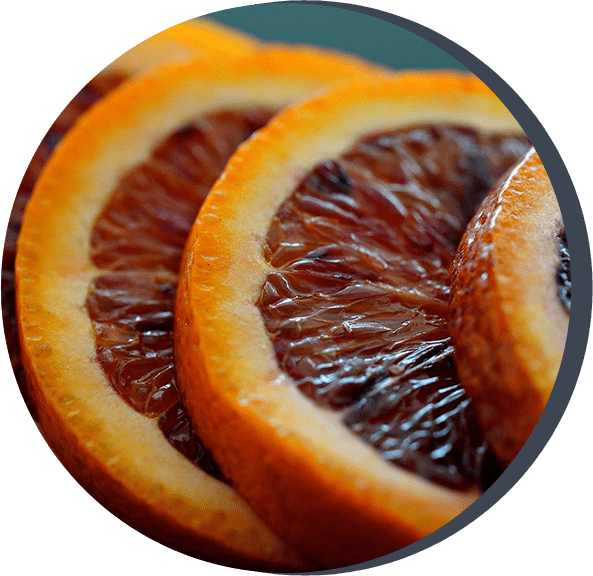 A close up of two oranges cut in half